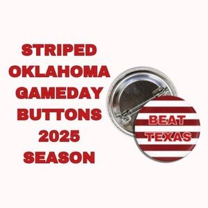 Striped Oklahoma Gameday Buttons - Red and White